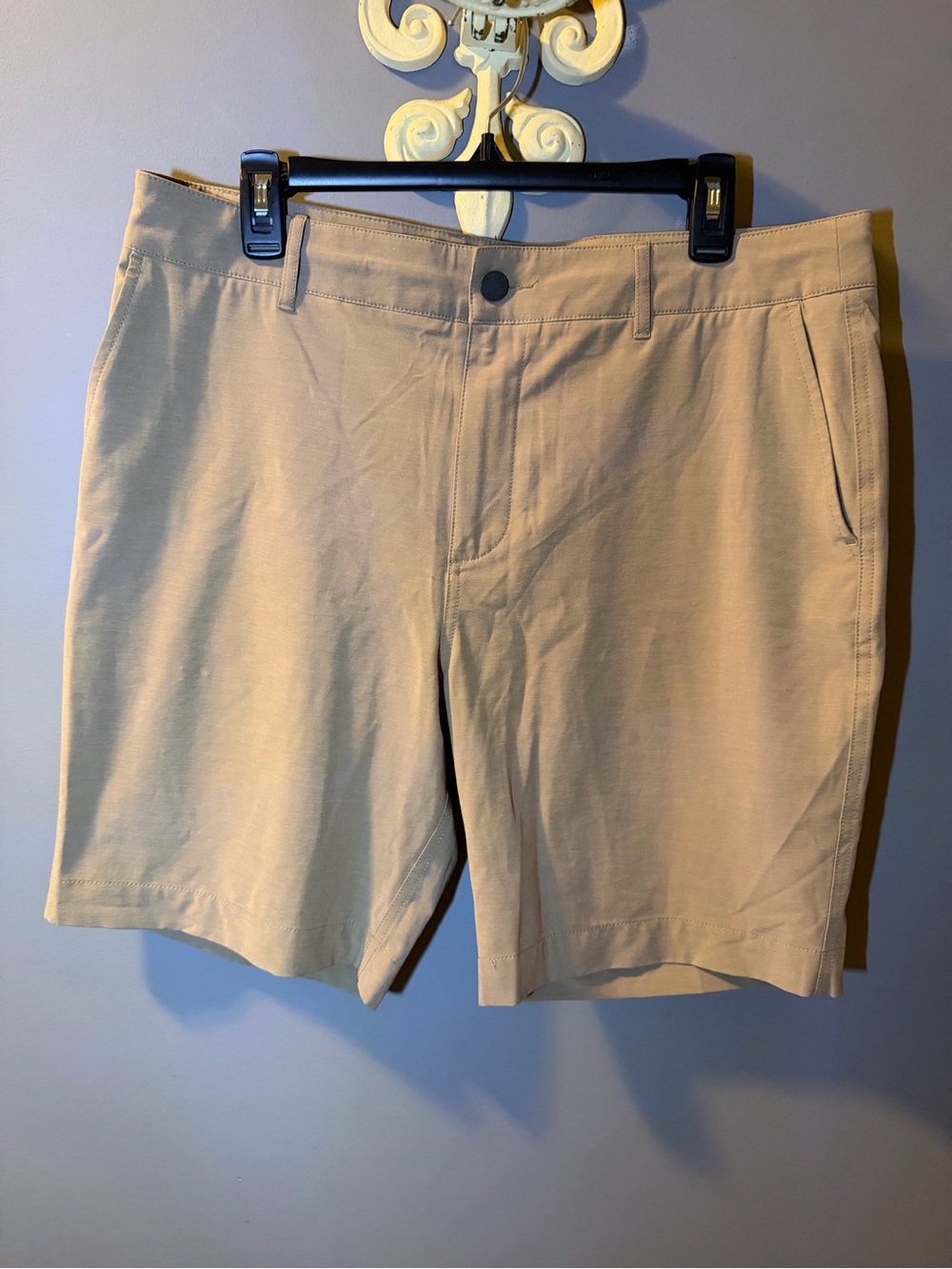 Faherty Tan Flat-Front Cotton Blend Shorts